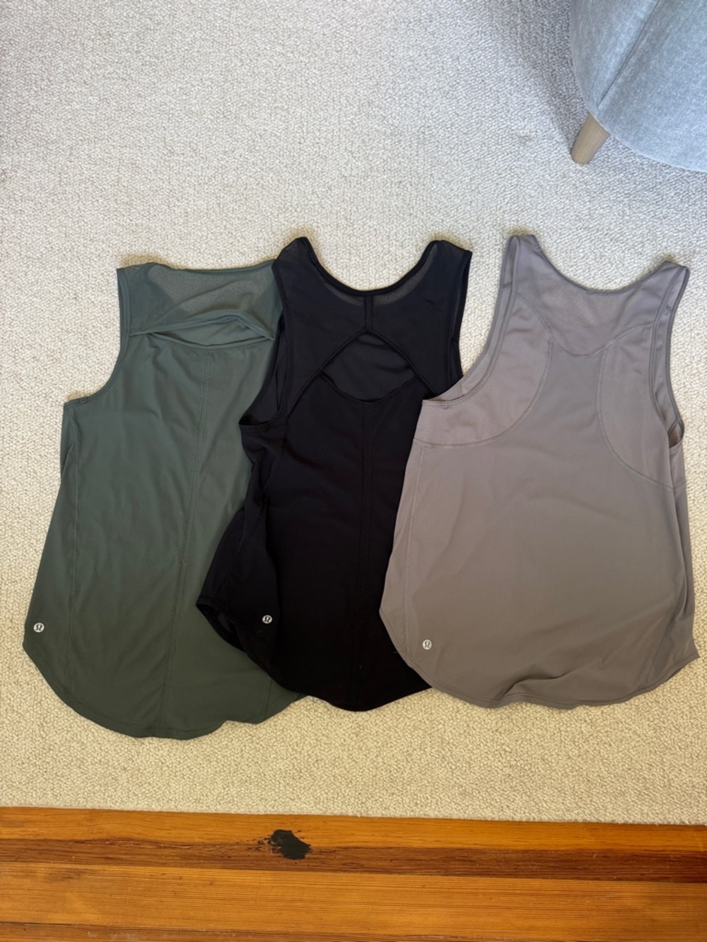 3 Lululemon Sculpt Tank mesh tops 4 6 in Gray, Black, and Olive - Picture 2 of 2